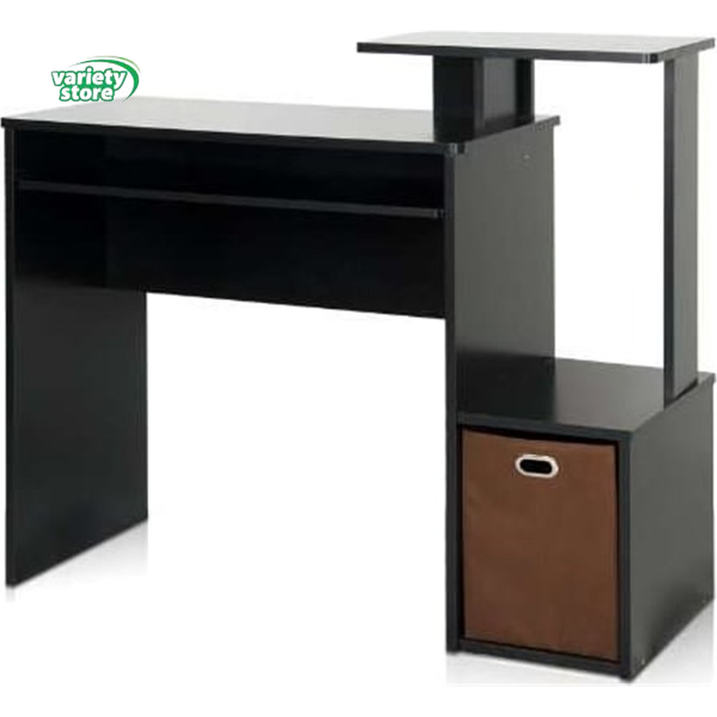 Econ Multipurpose Home Office Computer Writing Desk with Bin, Black, Keyboard Tr