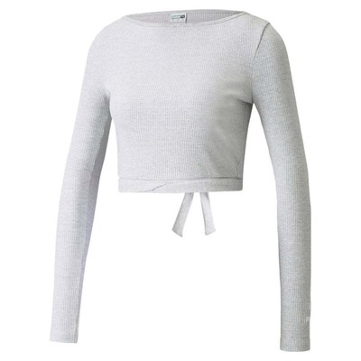 

Puma Classics Ribbed Long Sleeve Pullover Top Женские серые повседневные топы 534305-04, Grey