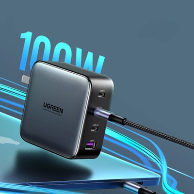 Ugreen 100W 4-Port GaN Fast Charging Wall Charger Cable for iPhone Macbook Pro