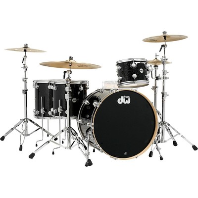 DW SSC Collector's Series 4-Pc Finish Ply Shell Pack w/24'' Bass Drum Black Ice
