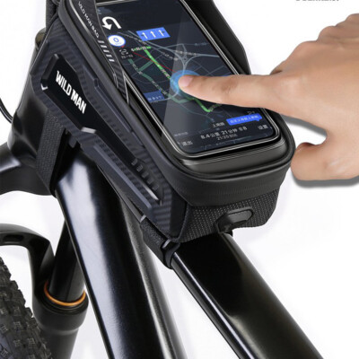 WILD MAN MTB Road Bike Top Tube Frame Bag Touch Screen Phone Case Waterproof 1L
