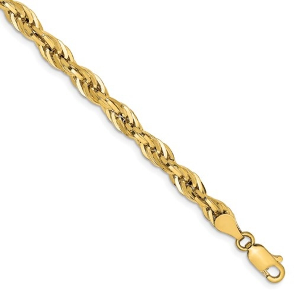 Pre-owned Superdealsforeverything Real 14kt 4.75mm Semi-solid Rope Chain Chain Bracelet; 8 Inch In Yellow