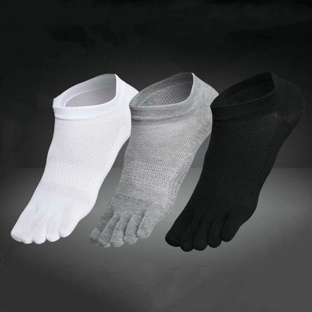 6Pair Men Low Cut Five Finger Toe Casual Breathe Sport Combed Cotton Ankle Socks