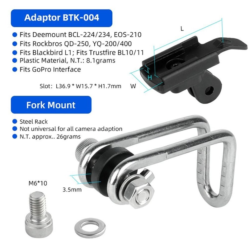 MTB Headlight Adapter for Rockbros QD-250 YQ200/400 Blackbird L1 Bike