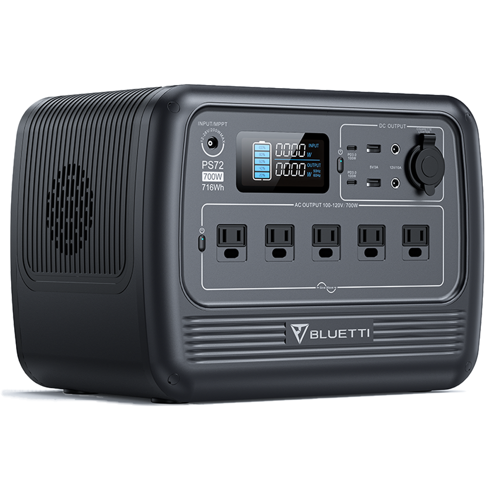 BLUETTI PS72 700W/716Wh Portable Solar Power Station for Overnight Camping Trips