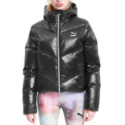 

Puma Classics Shine Down Full Zip Jacket Womens Size  Casual Athletic Outerwe, Черный, Puma Classics Shine Down Full Zip Jacket