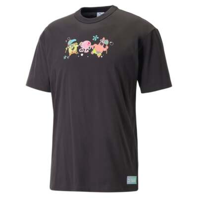 

Puma Sponge X Graphic Crew Neck Футболка с коротким рукавом Мужские черные повседневные топы 53895, Черный, Puma Sponge X Graphic Crew Neck Short Sleeve TShirt
