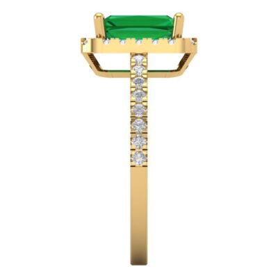 Pre-owned Pucci 1.8 Emerald Simulated Emerald Modern Statement Designer Ring 14k Yellow Gold