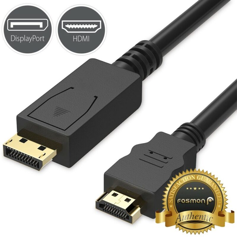 6ft Displayport Display Port Dp To Hdmi Male Pc Hdtv Audio Cable Adapter 1080p