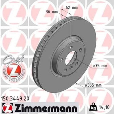 Zimmermann 365mm Brake Disc Set (2 pcs) 150.3449.20