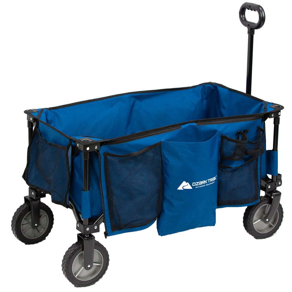 Quad Fold Camping Wagon with Telescoping Handle, Blue