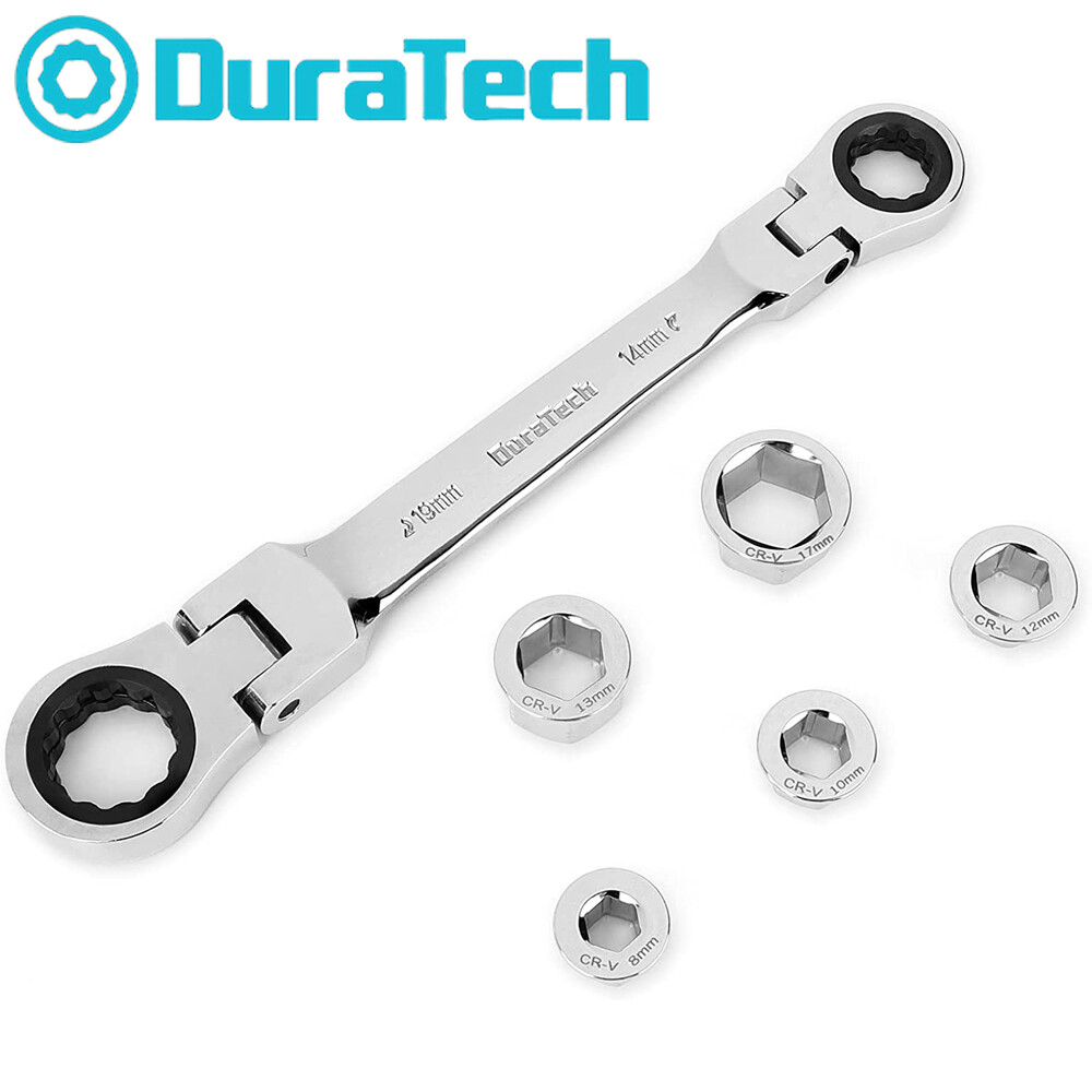 DURATECH Flex-Head Double Box End Ratcheting Wrench Set 8-19mm 72 Tooth Gear Set