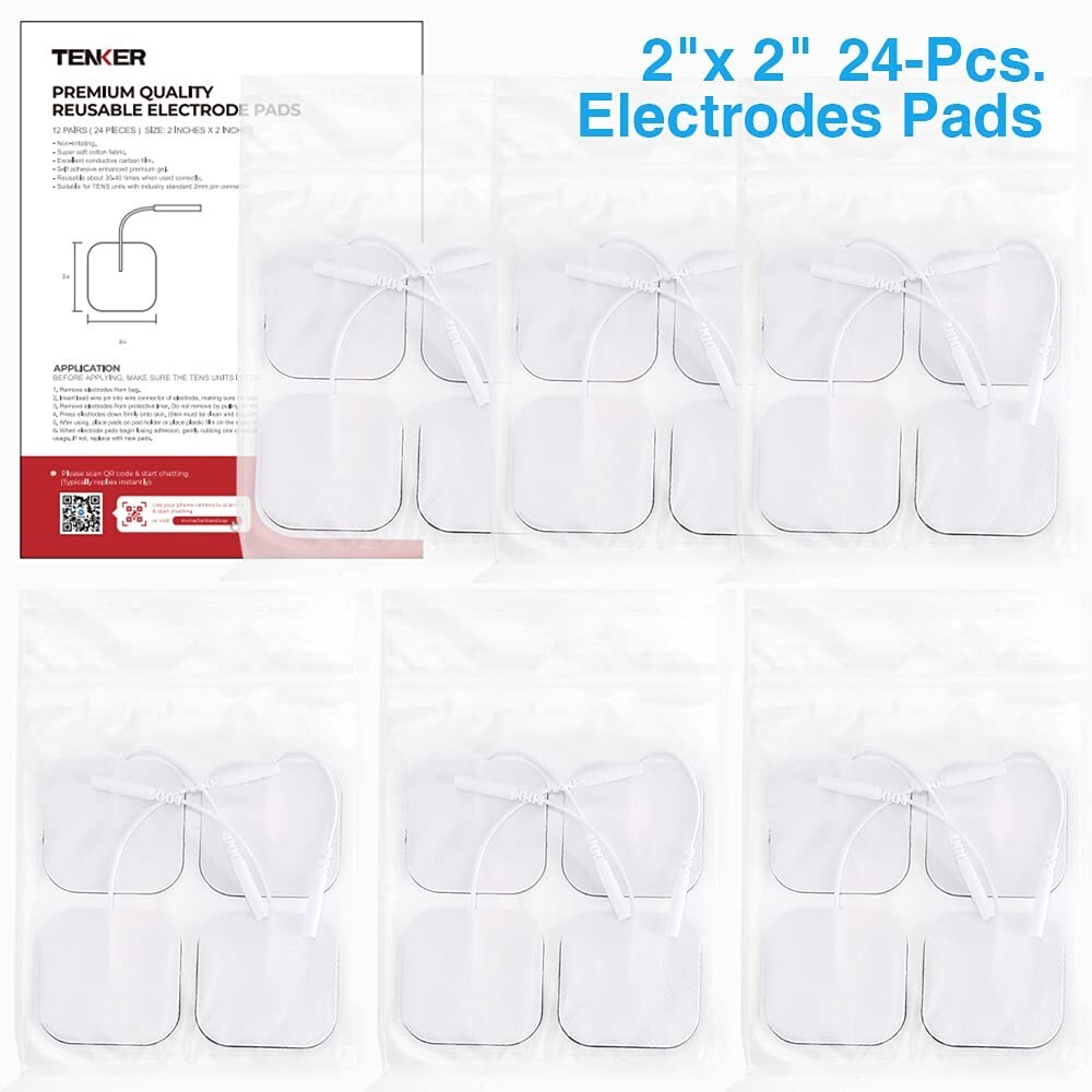 TENKER TENS Unit Replacement Pads 20PCS 2x2" Reusable Electrode Pads