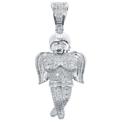 Pre-owned Usdiamondking Men's Ladies Real .90ct Genuine Diamond Angel Pendant Necklace Chain In H-i