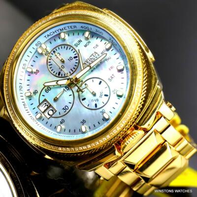 Pre-owned Invicta Reserve Russian Diver Diamond Gold Plated Platinum Mop 52mm Watch