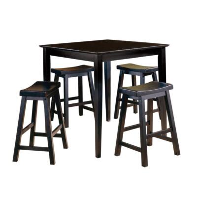 29-inch Saddle Seat Stools 2pc Set Solid Wood 3 Colors Finish Dining Furniture