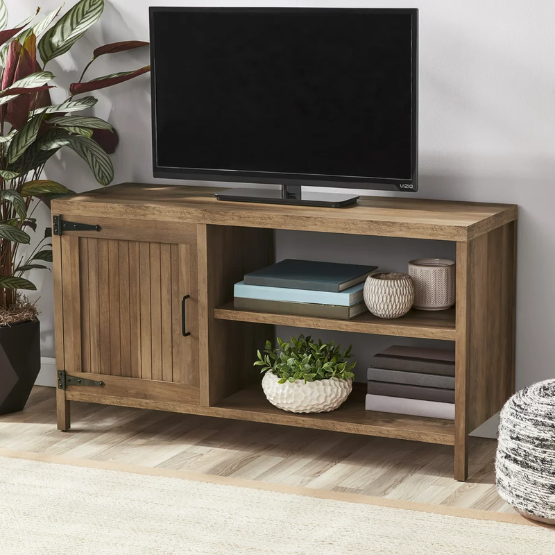TV STAND CONSOLES for TVs up to 50", Rustic Wood Brown/Black