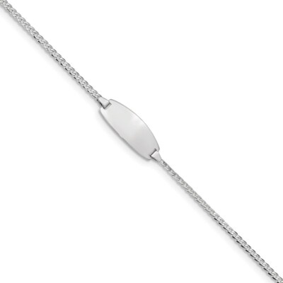 Pre-owned Superdealsforeverything Real 14kt White Gold Oval Curb Id Chain Bracelet; 5.5 Inch; Lobster Clasp