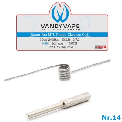 10x VandyVape Coils Wickeldraht Verdampfer Vandy Vape MTL RBA E Zigaretten Ni80