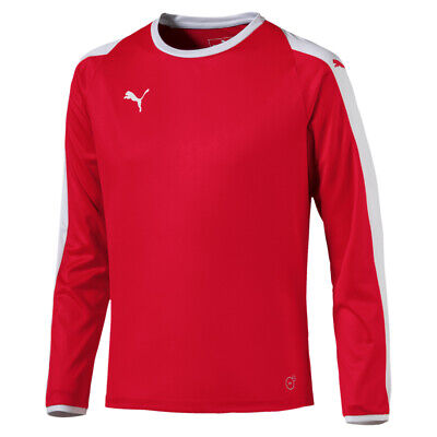 Puma Striped Crew Neck Long Sleeve Soccer Jersey Youth Boys Red  703421-01