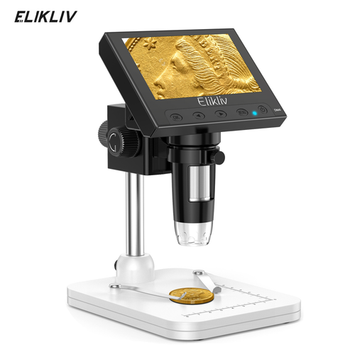 Elikliv Digital Microscope 1000X USB Coin Microscope 4.3" LC