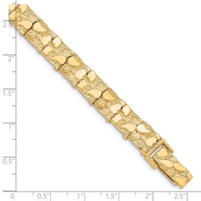 Pre-owned Superdealsforeverything Real 10kt Yellow Gold 10.0mm Nugget Chain Bracelet; 7 Inch