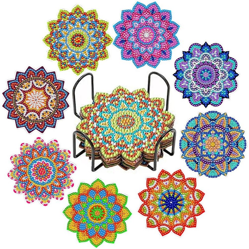 8 DIY Bohemian Coaster Painting Kit Diamond Art Painting Coaster