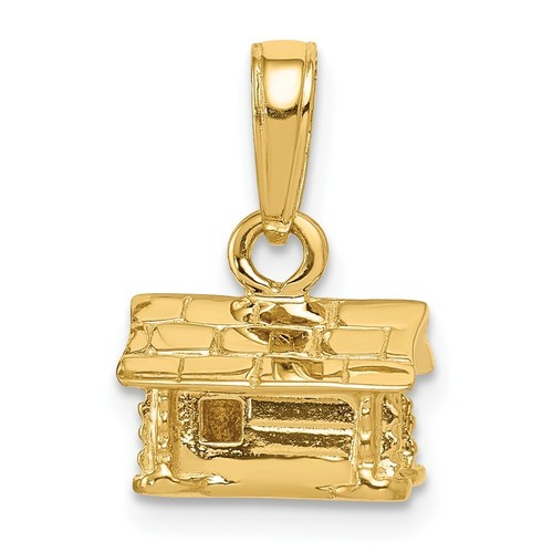 Pre-owned Accessories & Jewelry 14k Yellow Gold Polish Solid Casted 3-d Log Cabin Charm