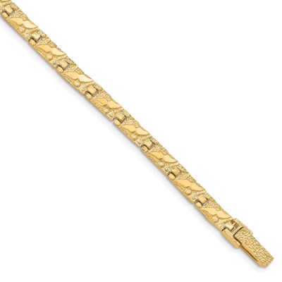 Pre-owned Superdealsforeverything Real 10kt Yellow Gold 6.0mm Nugget Chain Bracelet; 7 Inch