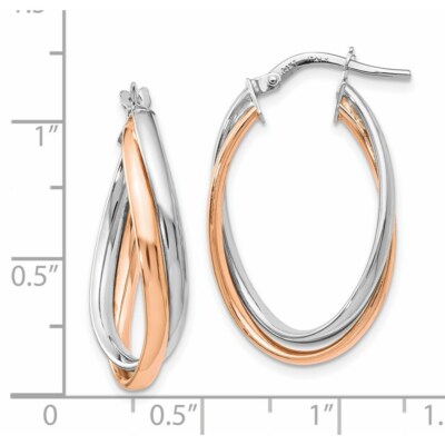Pre-owned Superdealsforeverything Real 14kt Rose And White Gold Polished Fancy Hoop Earrings