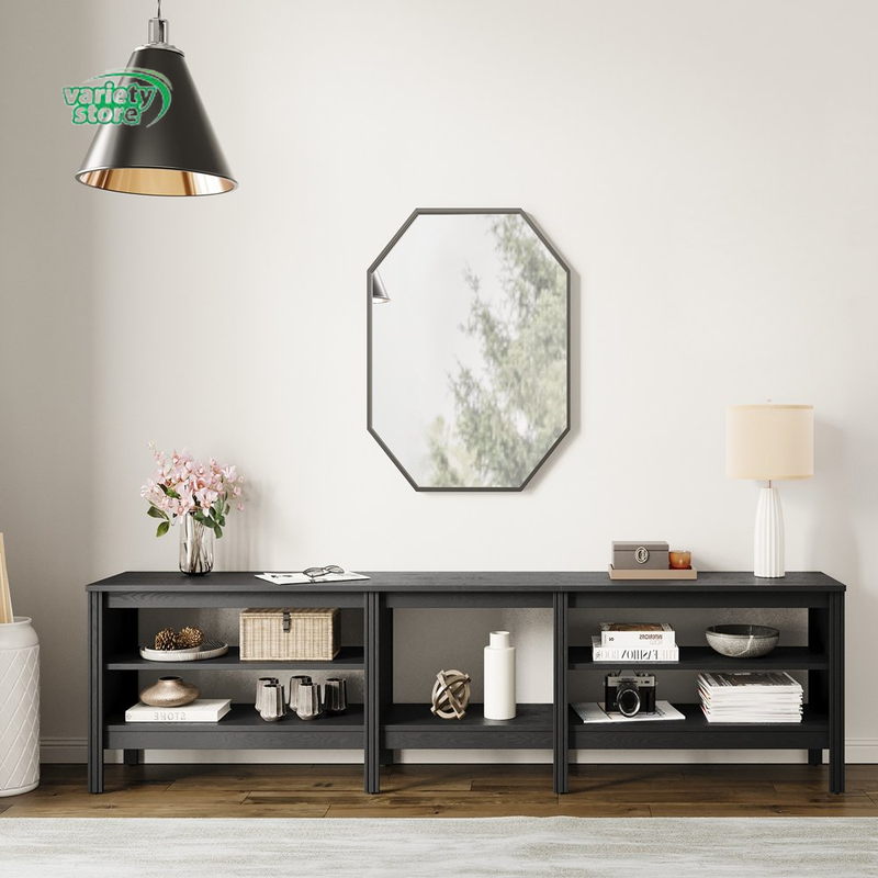 For 85 Inches Flat Screen, Wood Media Console Storage Cabine