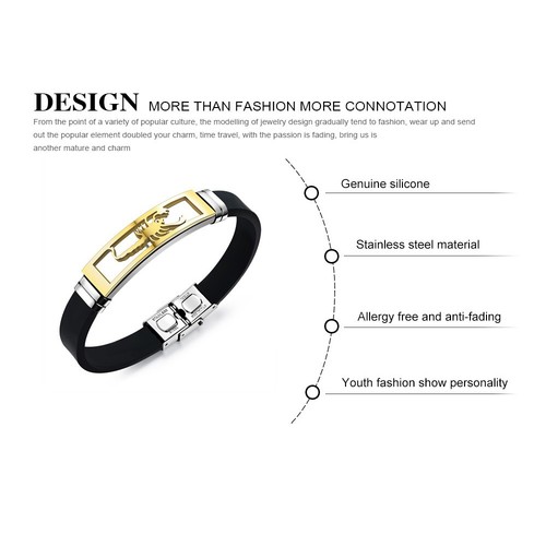 Bangles/&Bracelets Scorpion Silicone Men/'s Gift Jewelry Steel Stainless