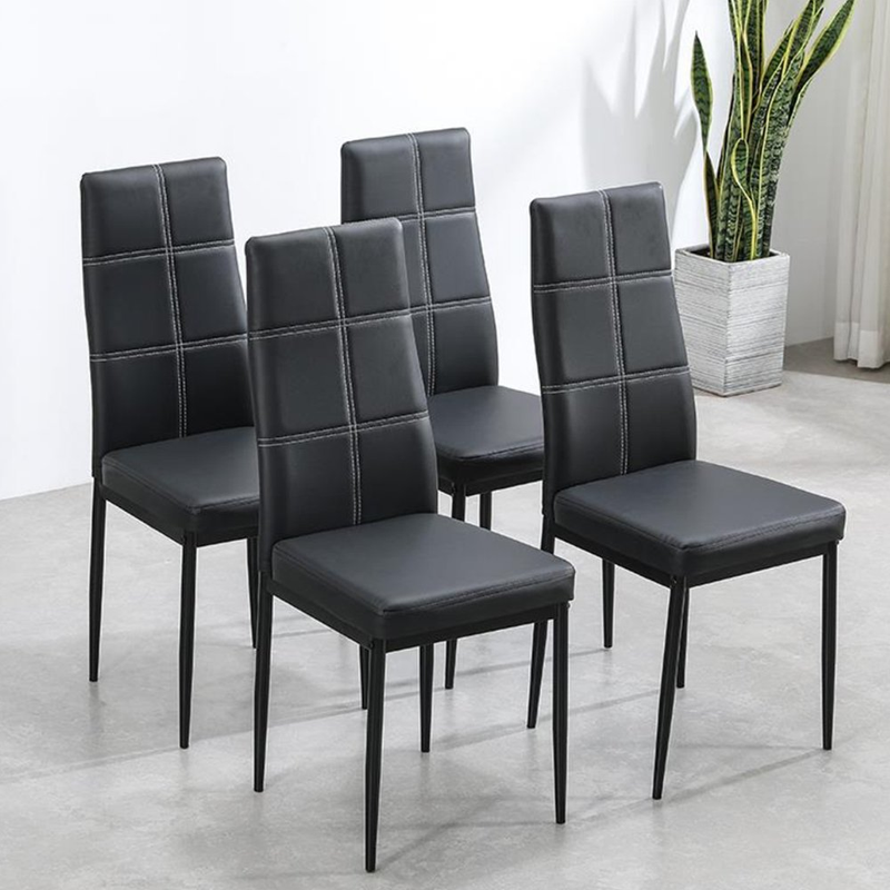 Black Modern Faux Leather High Chairs For Dining Room Kitchen Set Of 4 Clearance