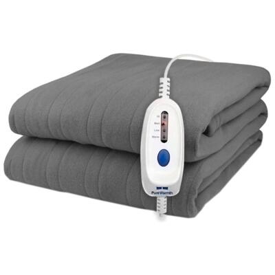 Pure Warmth Solid Flannel Electric Heated Warming Blanket