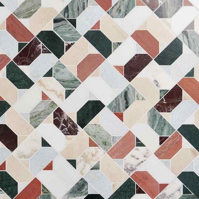 Sheba Tuscany Multicolor 12.83 in. x 12.83 in. Polished Marble Luxury Mosaic Flo