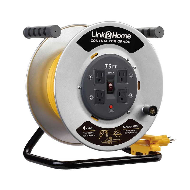 75 ft. 12/3 Extension Cord Storage Reel with 4 Grounded Outl