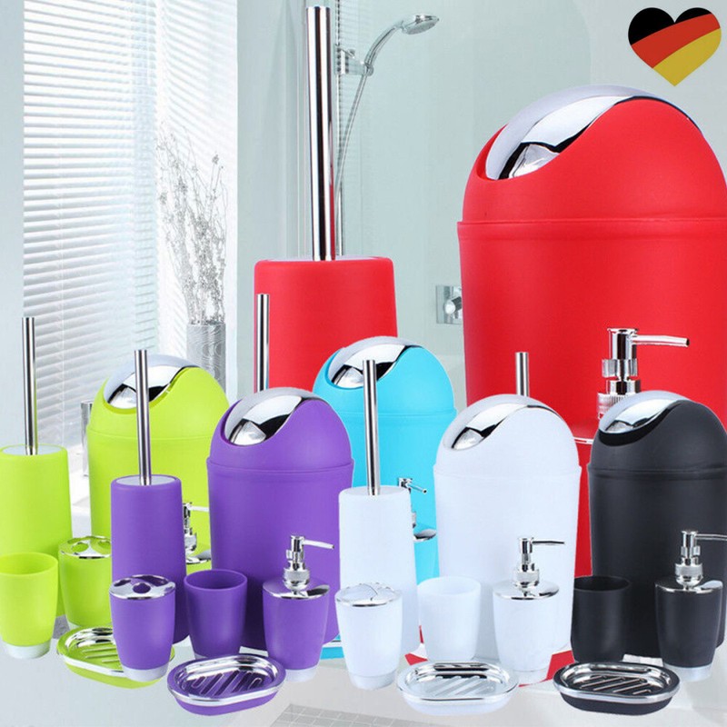 6 tlg. Bad Badezimmer Zubehör Set Seifenspender Halter WC Bürste Badaccessoires