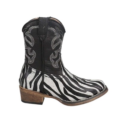 Roper Riley Zebra Square Toe Cowboy Toddler Girls Size 5 M Casual Boots 09-017-