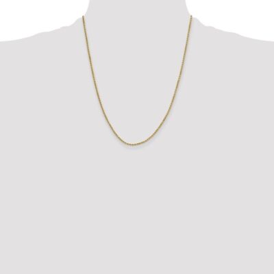 Pre-owned Diamond2deal 14k Yellow Gold 22" 2mm Semi Solid Diamond-cut Rope Necklace