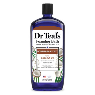 Dr Teals Nourish Protect Foaming Bubble Bath Pure Epsom Salt Coconut Oil 34 Oz