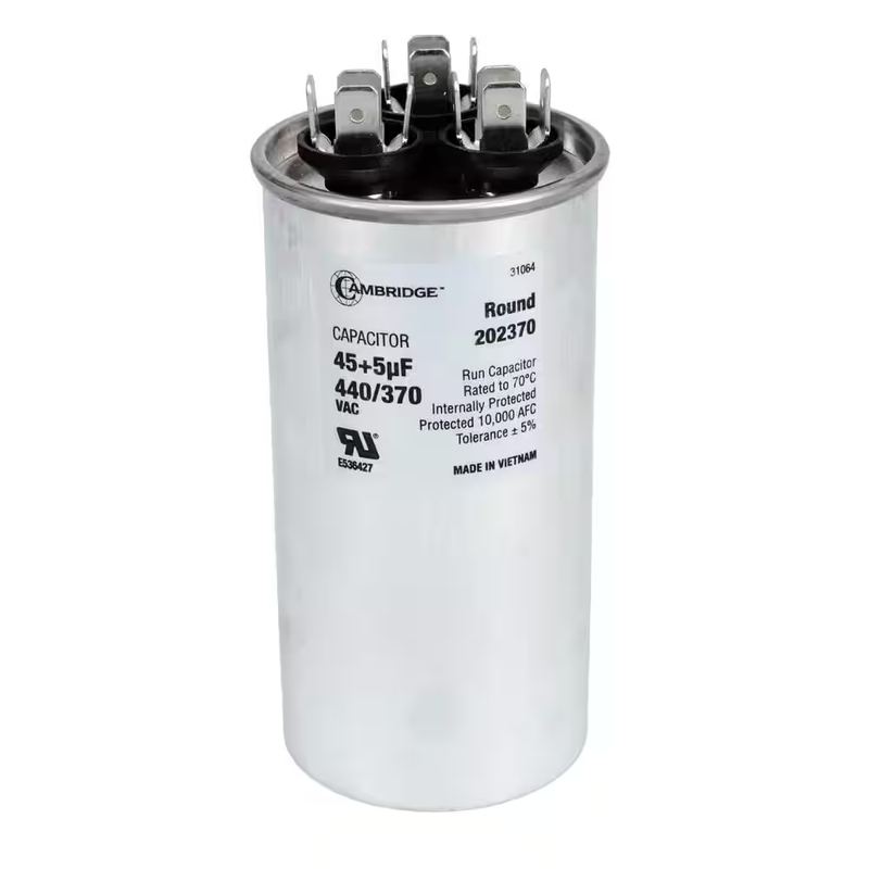AC Capacitor Dual Run 45 5 MFD 440V Round HVAC Motor Start Replacement Unit AC