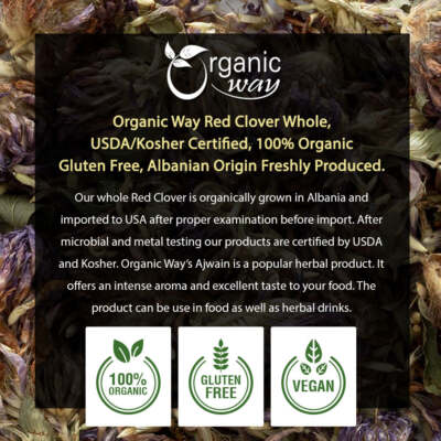 Organic Way Red Clover Blossoms Dried Whole - Herbal Tea | European Wild-Harvest