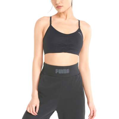 

Puma Low Impact Studio Foundation Sports Bra Plus Womens Size  Athletic Casua, Черный