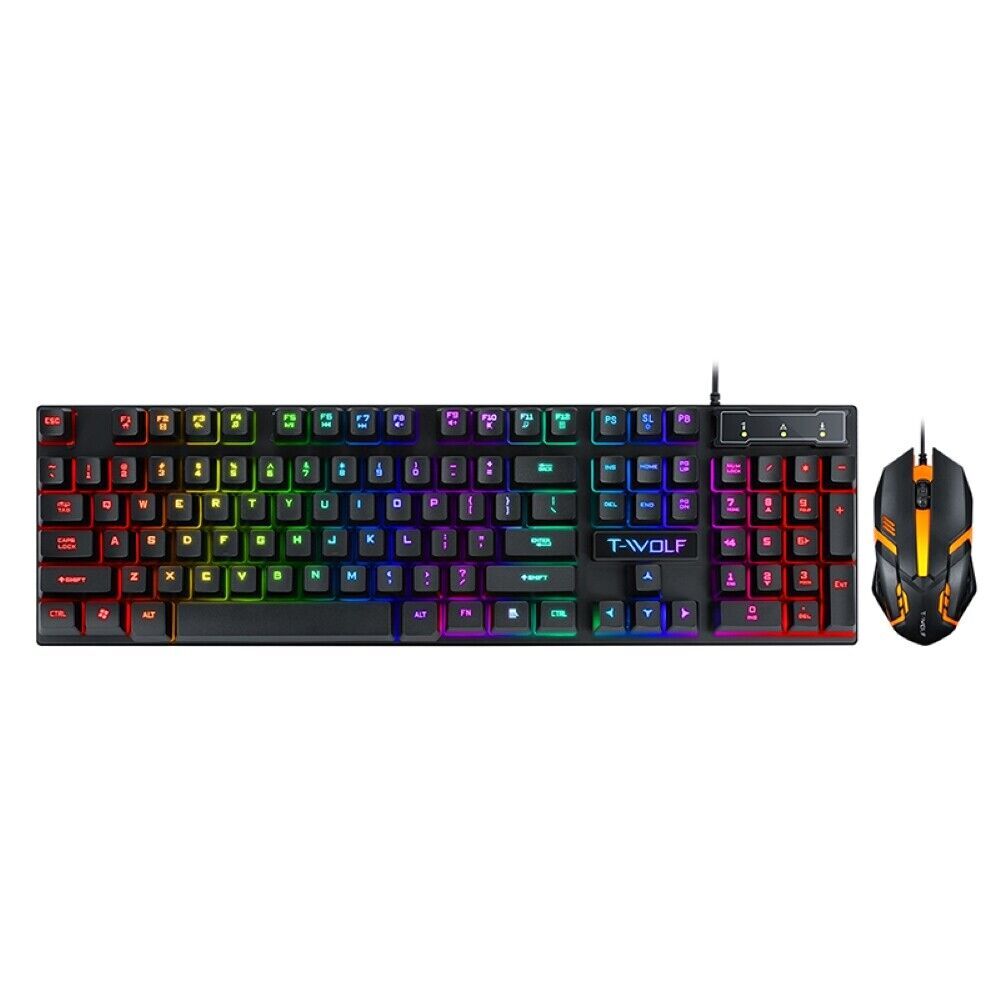 Gaming Keyboard and Mouse Combo Ergonomic For Computer Desktop RGB LED Backlight