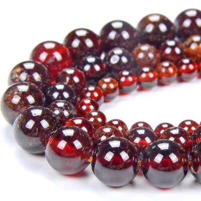 Natural Deep Hessonite Garnet Grd AA Round 4MM 5MM 6MM 7MM 8MM 9MM Beads (D313)
