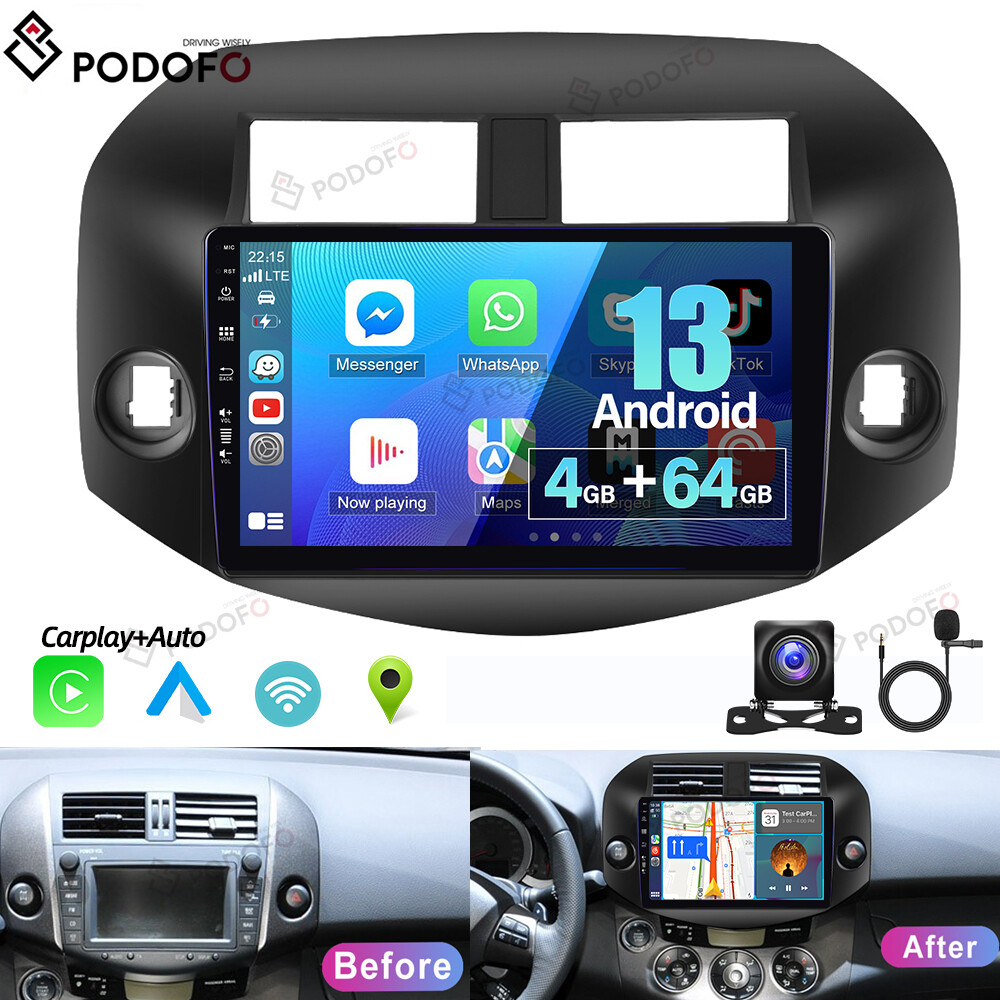 4 + 64 ГБ Android 13 Автомобильный Стерео Радио CarPlay GPS для Toyota RAV4 2007-11 + Камера
