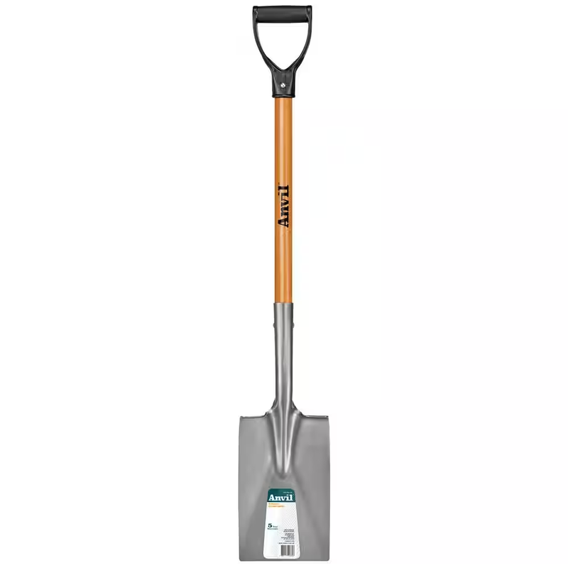 Anvil Garden Shovel Spade 28 in D-Grip Short Wood Handle Carbon