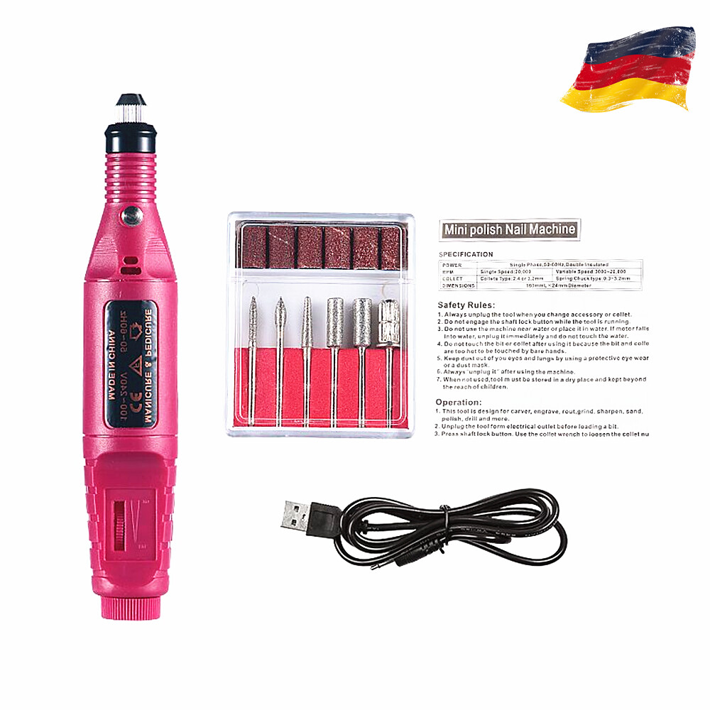 Nagelfräser Elektrisch Nagelfeile Set Pediküre Maniküre Nail Art 6 Bits 20000RPM