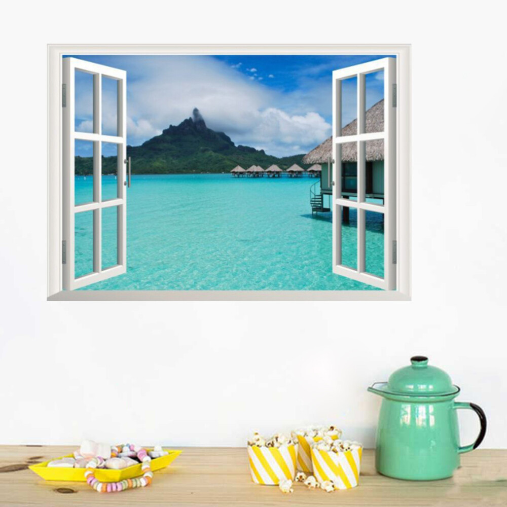 3D Kreative Gefälschte Fenster Landschaft Aufkleber Schlafzimmer
