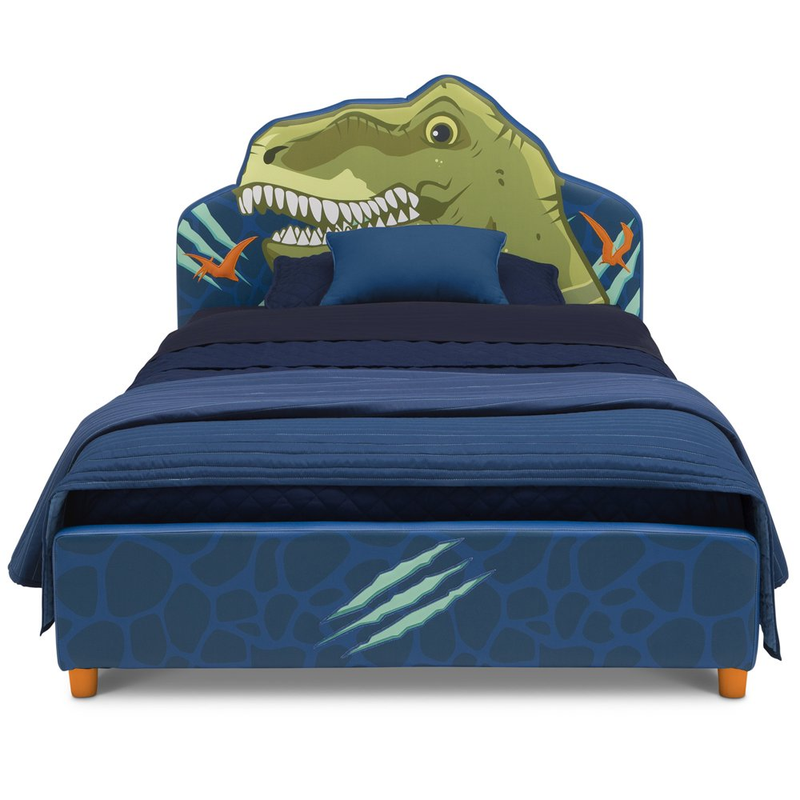 KIDS TWIN BED Dinosaur Upholstered Bedframe Boys Childs Blue eBay